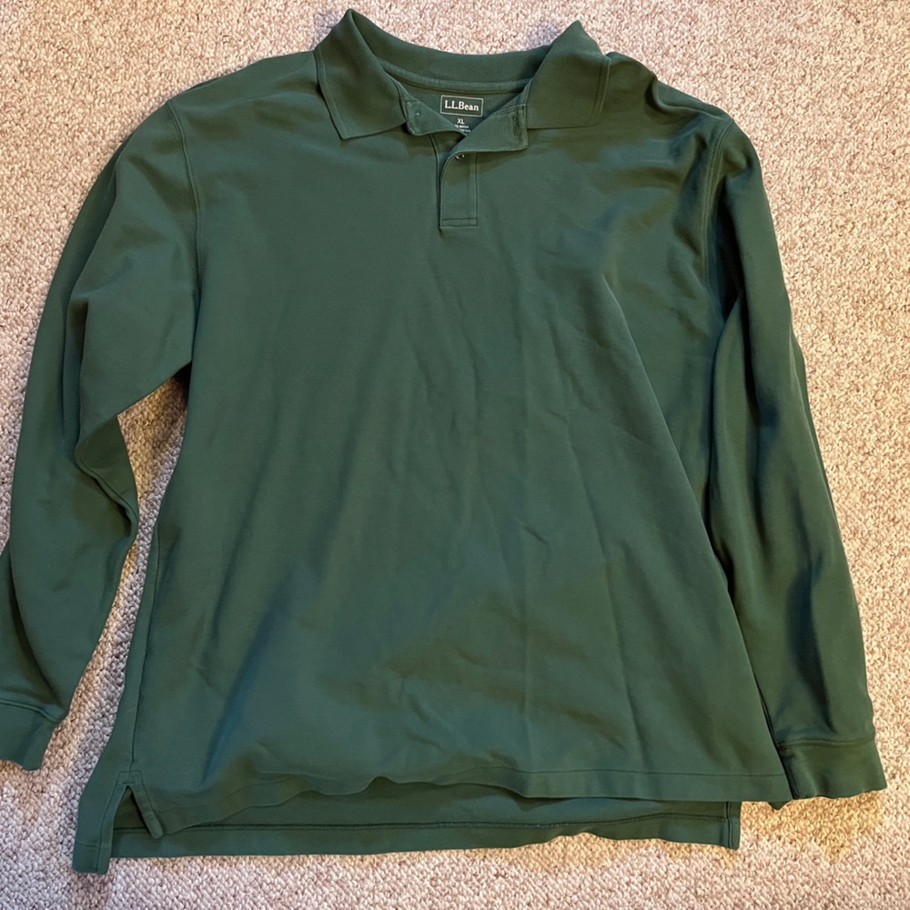 Green XL LL Bean, long sleeve polo